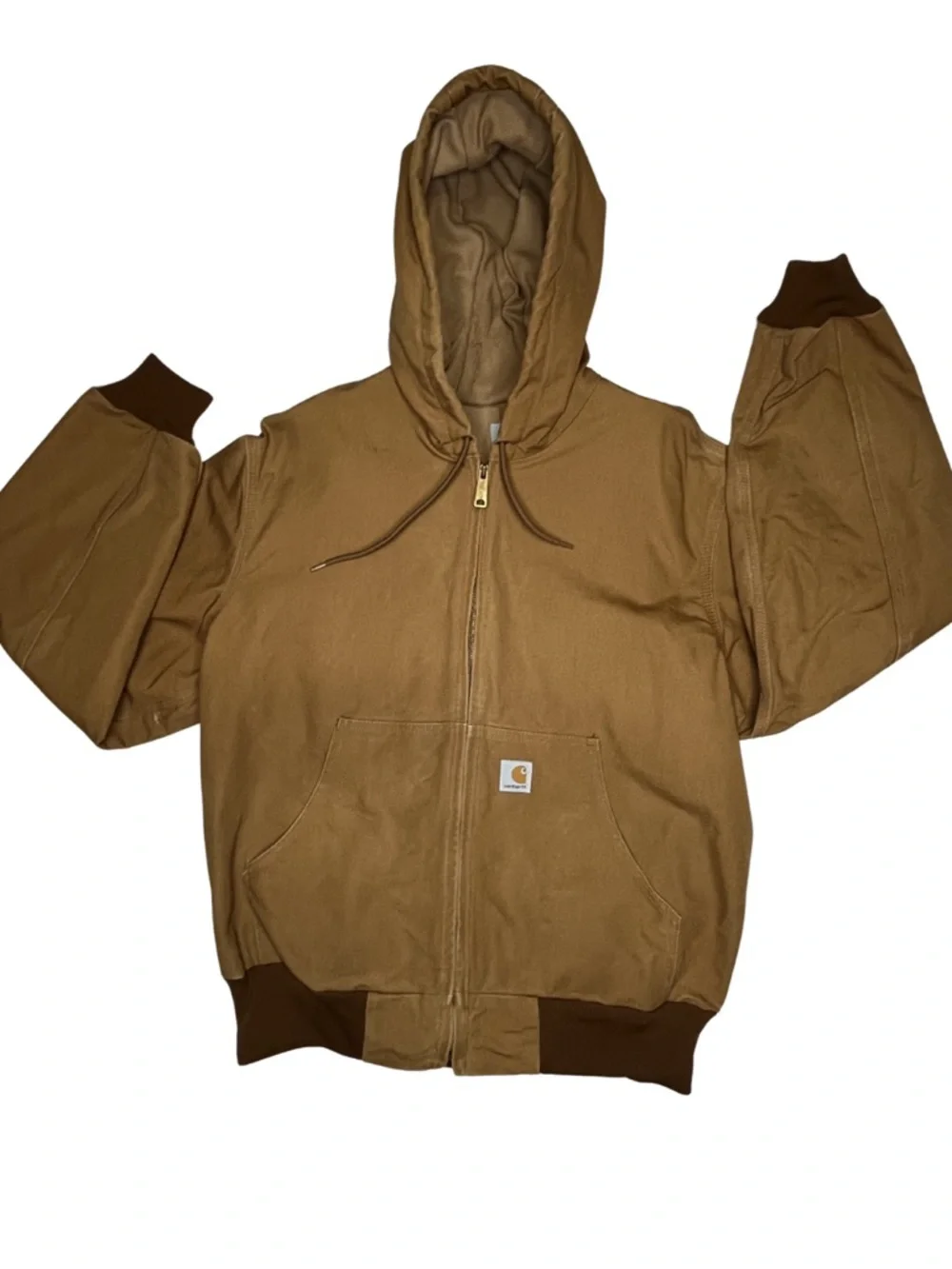 Carhartt J131 tan Duck Active Jacket USA Made Hooded Work Jacket Large Regular